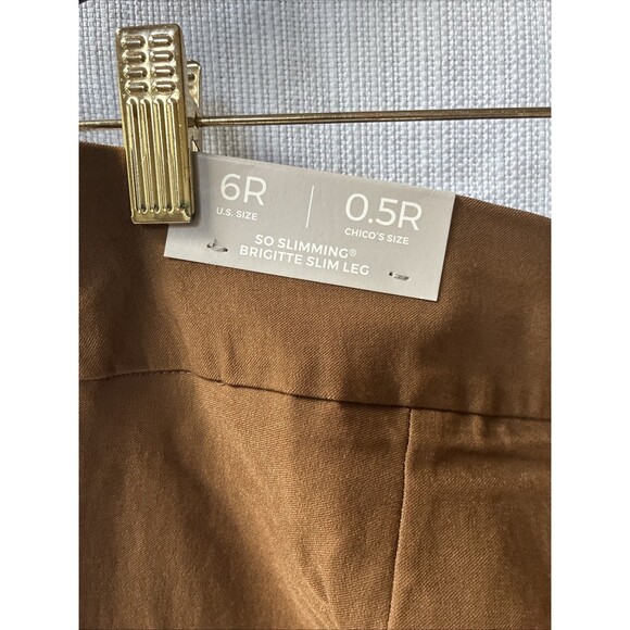 Chicos Pants Women's Sz 0.5R  6 R US Brown Brigitte Slim Leg So Slimming Pull on - Picture 7 of 7